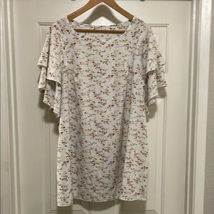 Floral Print Ruffle Sleeve Dress